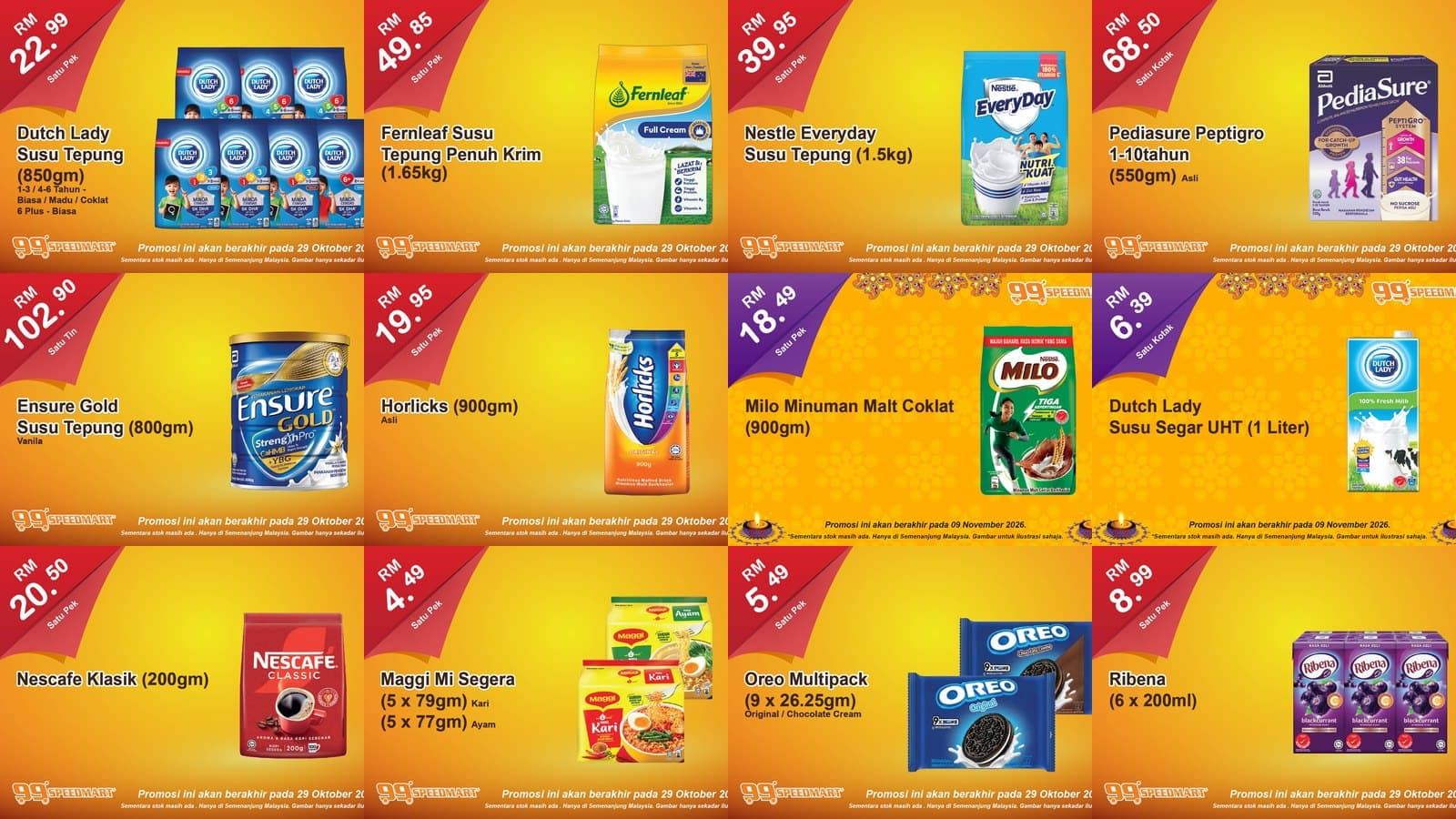 99 Speedmart Milk Powder Deals to 29 Oct 2026: Dutch Lady, Fernleaf, PediaSure and Ensure Gold Priced Per 100g, Plus Pantry Cards