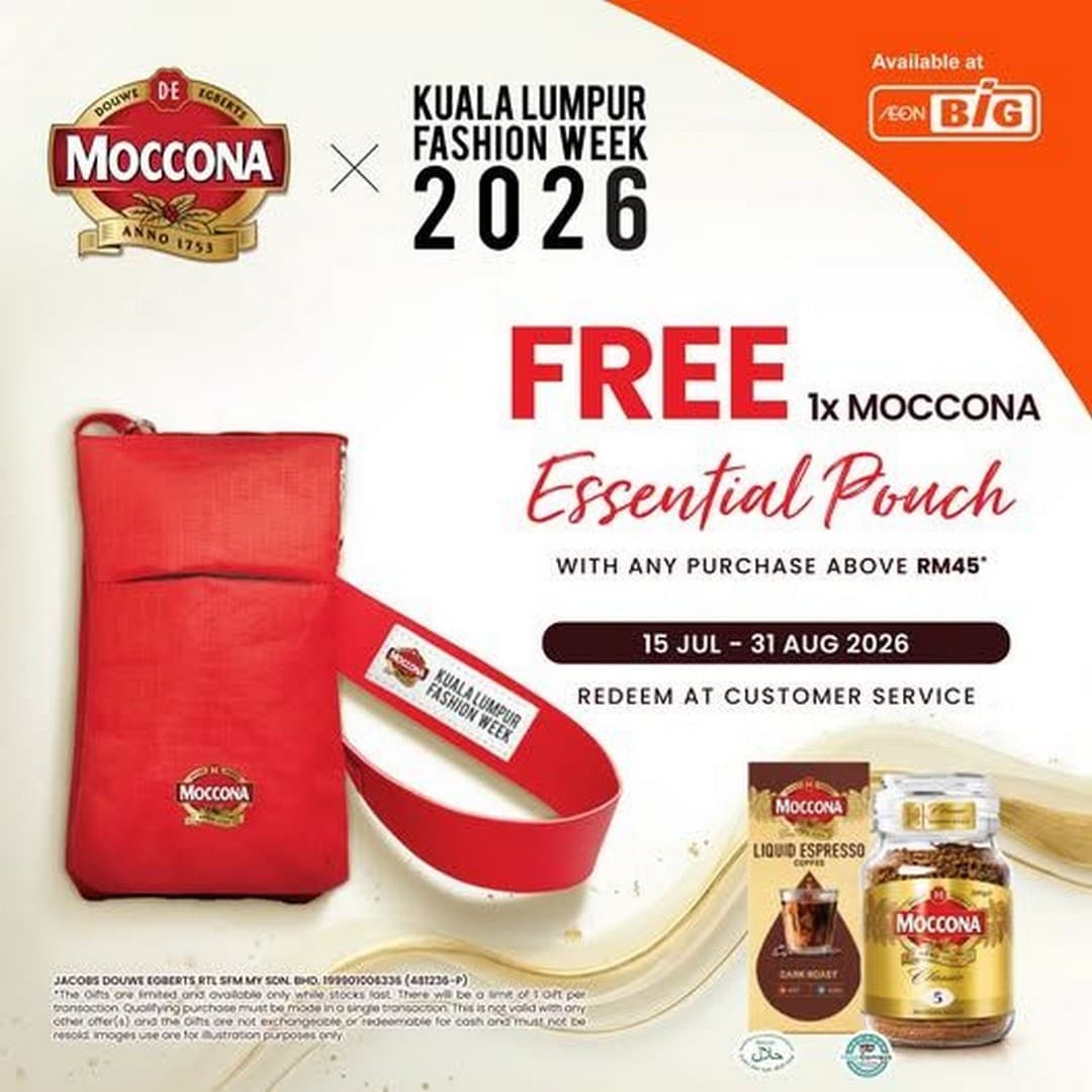 MOCCONA x AEON BiG: Free KLFW 2026 Essential Pouch with RM45 Purchase (Until 31 August)