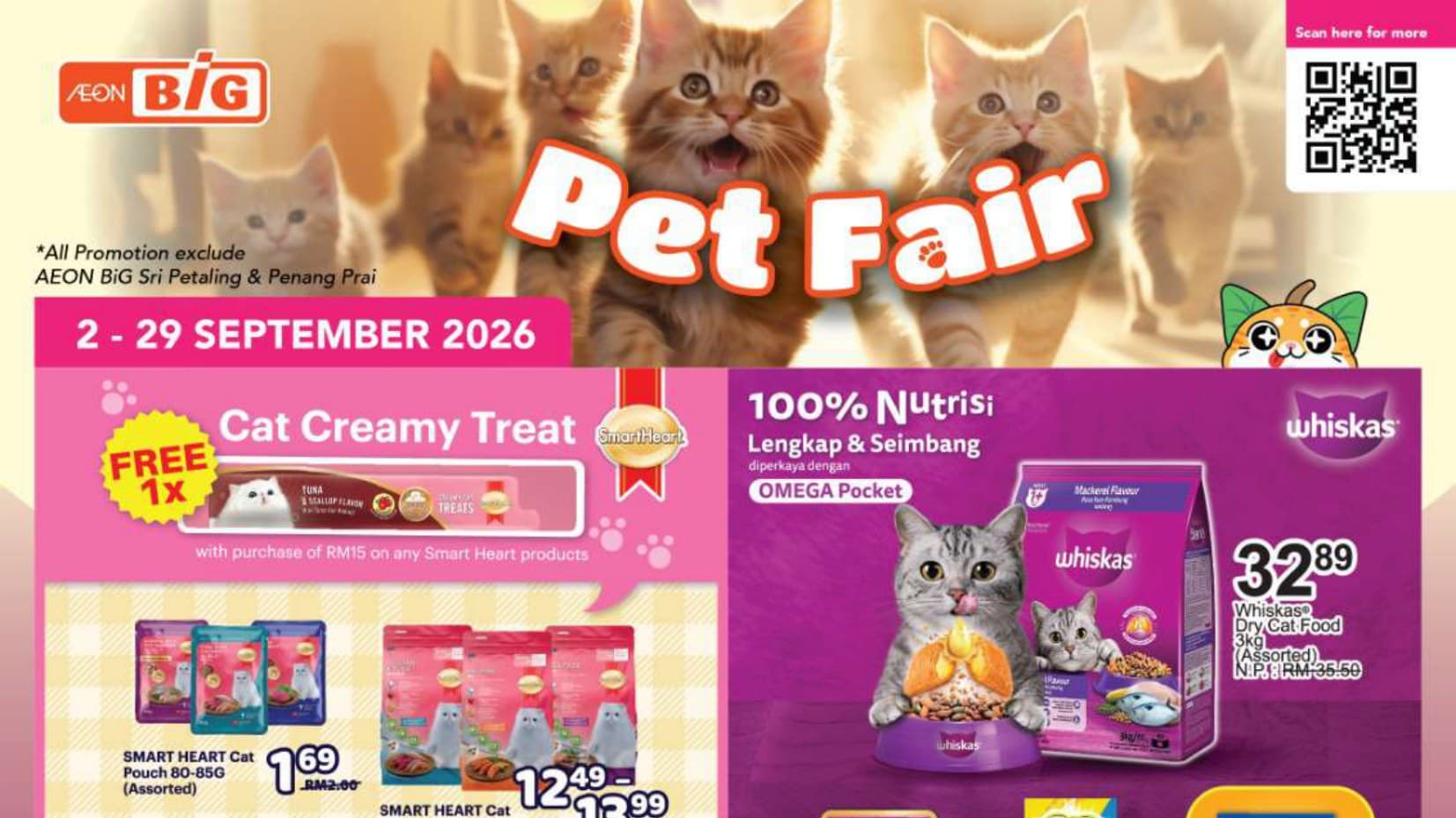 AEON BiG Pet Fair Is Back, 2-29 September 2026: Free SmartHeart Treat on RM15, 10% Off Cat Litter (7 Outlets Excluded)