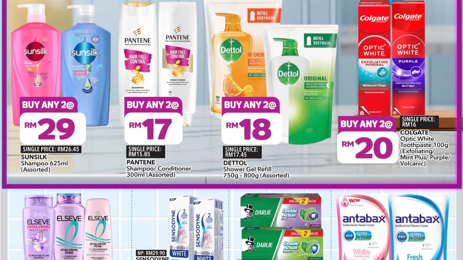 AEON Clean & Comfort Care Sale: Sunsilk 2 for RM29, Dettol Refill 2 for RM18, Kleenex 20 Rolls RM23.90 (to 1 Nov)