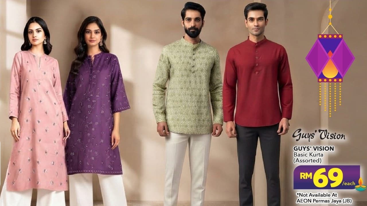 AEON Deepavali Deals 2026: RM69 Kurtas, a RM199 Luggage Pair, Member TV Prices and a Free Festive Bag (to 9 Nov)