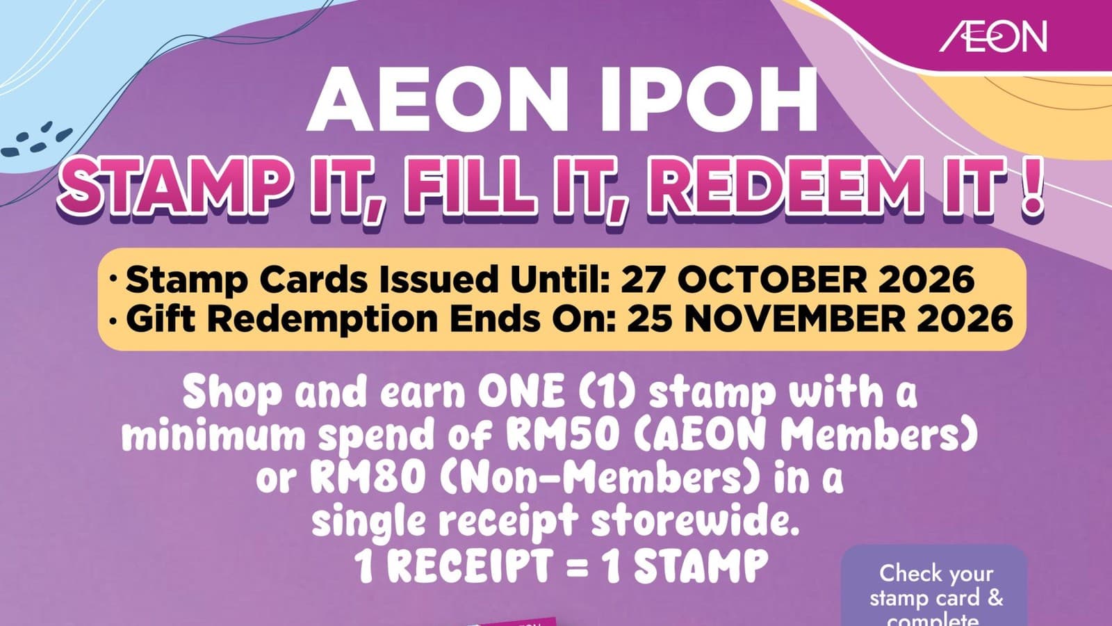 AEON怡保集印卡,至11月25日:为什么一张RM400的单据,比八张RM50的还不值钱