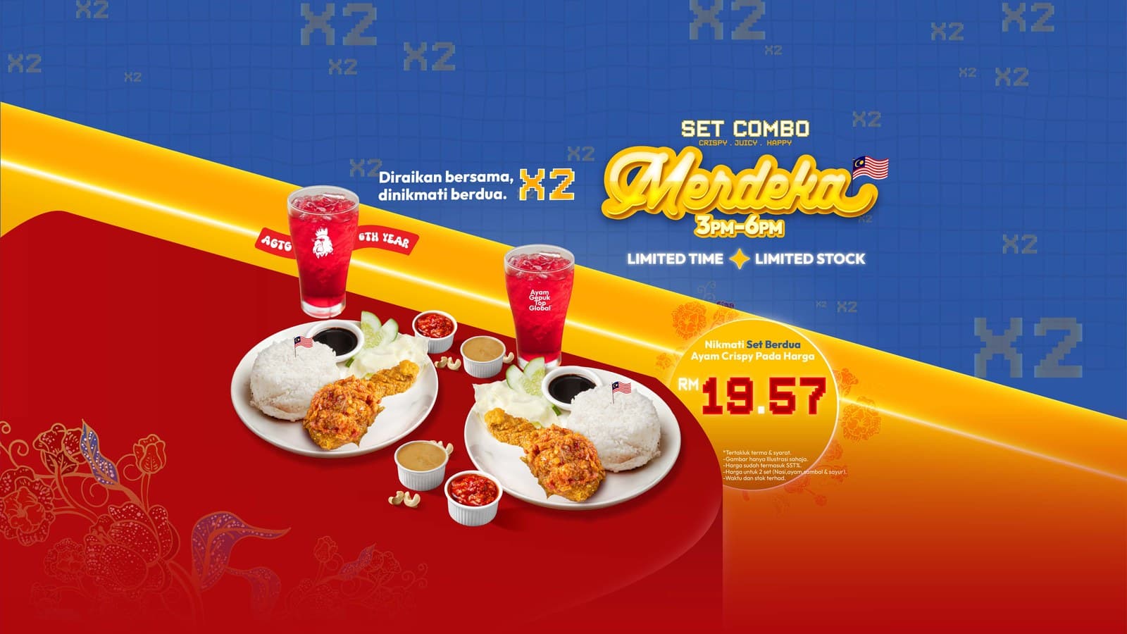 Ayam Gepuk Top Global's RM16.90 Set Rasa Malaysia Runs to 10pm — and the RM19.57 Merdeka Set Is Over but Still on the Menu