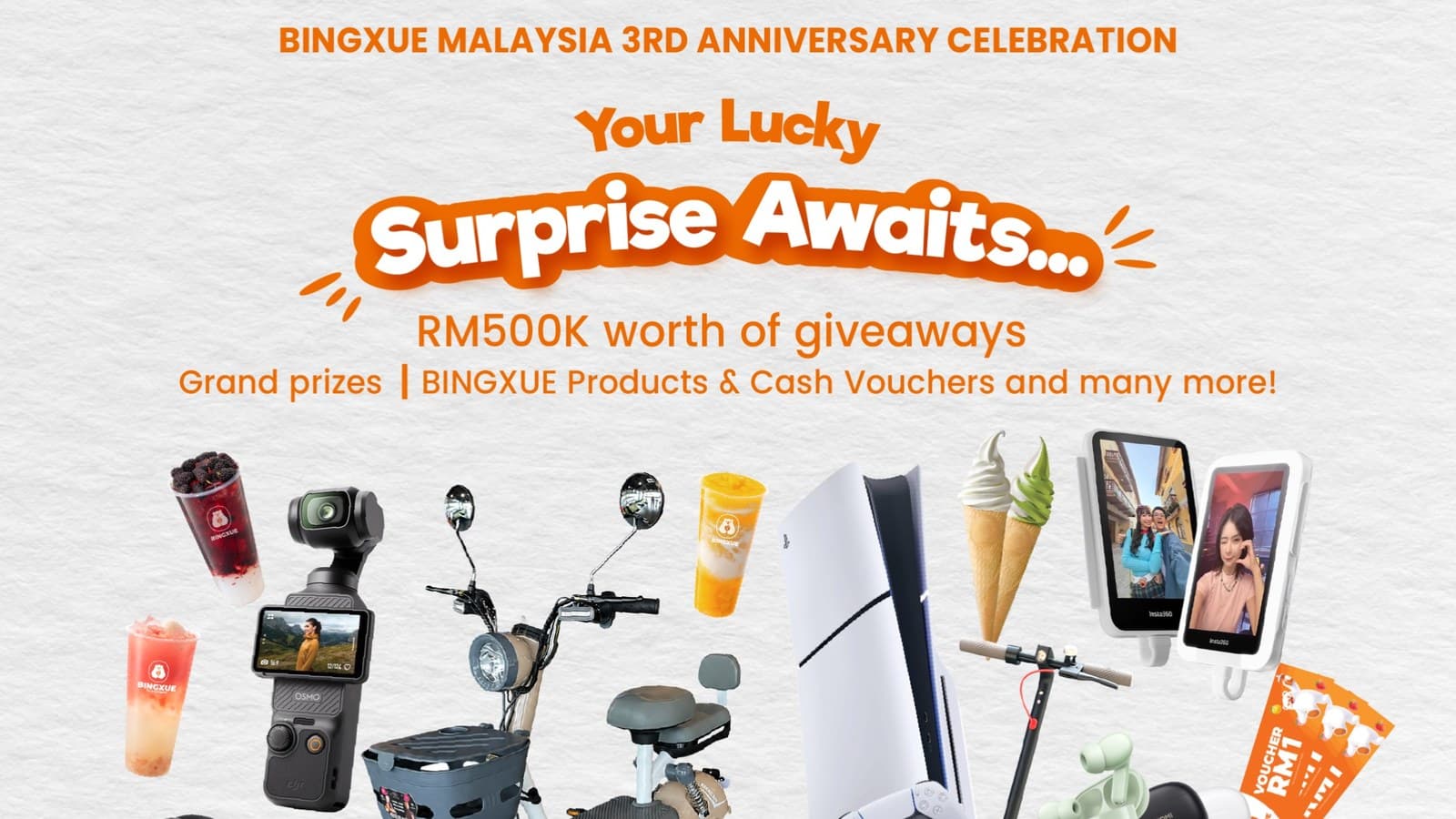 Bingxue Malaysia Promotion: Spend RM10 for a Free Scratch & Win Card, 7 Sep–31 Oct 2026