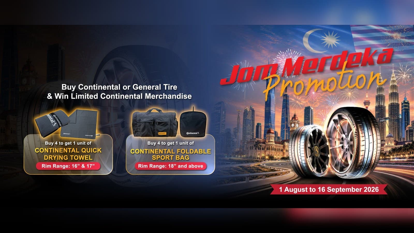 Continental's Jom Merdeka Promotion: Buy 4 Tyres, Get a Towel or a Sport Bag — But the Real Money Is Somewhere Else on the Same Website