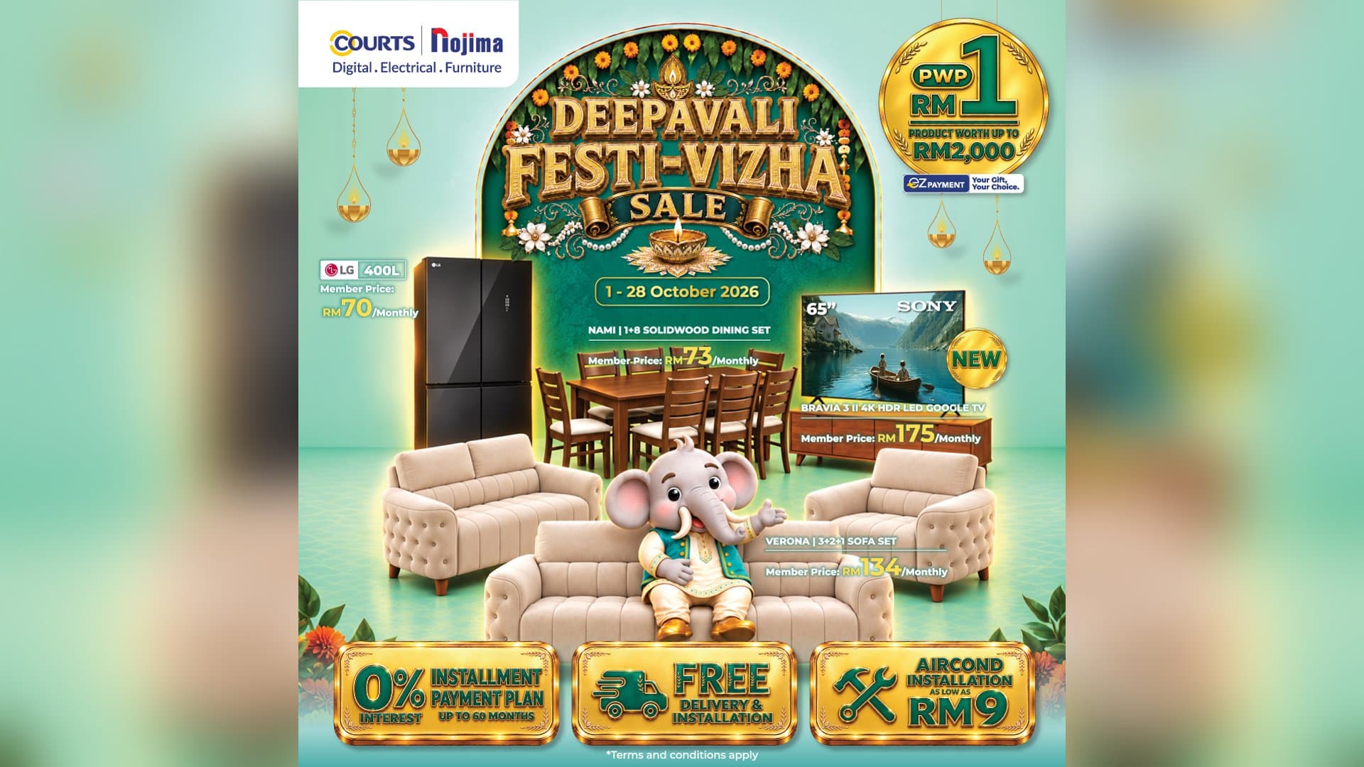 COURTS Seremban & Nilai October 2026: Deepavali Festi-Vizha Sale 1-28 Oct, the RM1 PWP and Real Prices