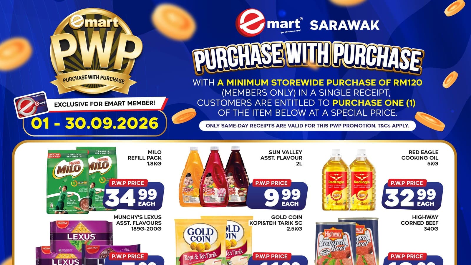 Emart Sarawak's RM120 PWP List Ends 30 September: 18 Items, One Per Receipt, and the Seven Outlets Locked Out