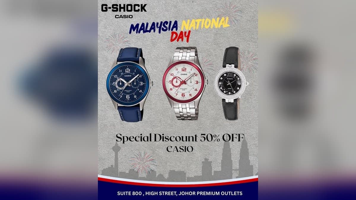 G-Shock Casio: Up to 50% Off Watches at Johor Premium Outlets (Till 31 Aug)