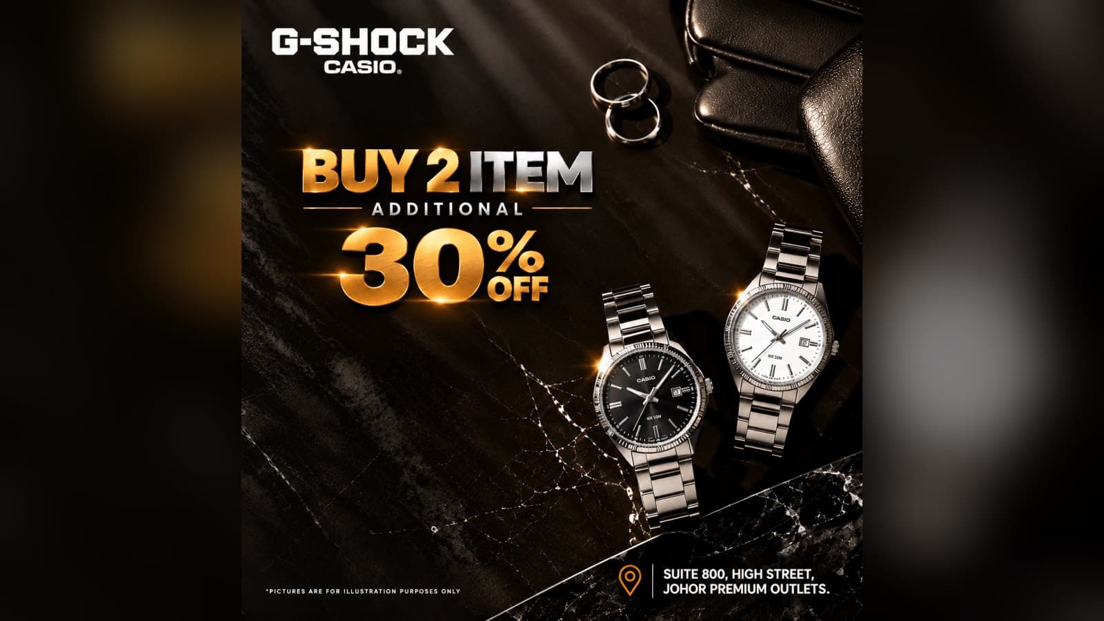 G-Shock Casio at Johor Premium Outlets: Extra 30% Off 2 Selected Watches, 1-31 October 2026