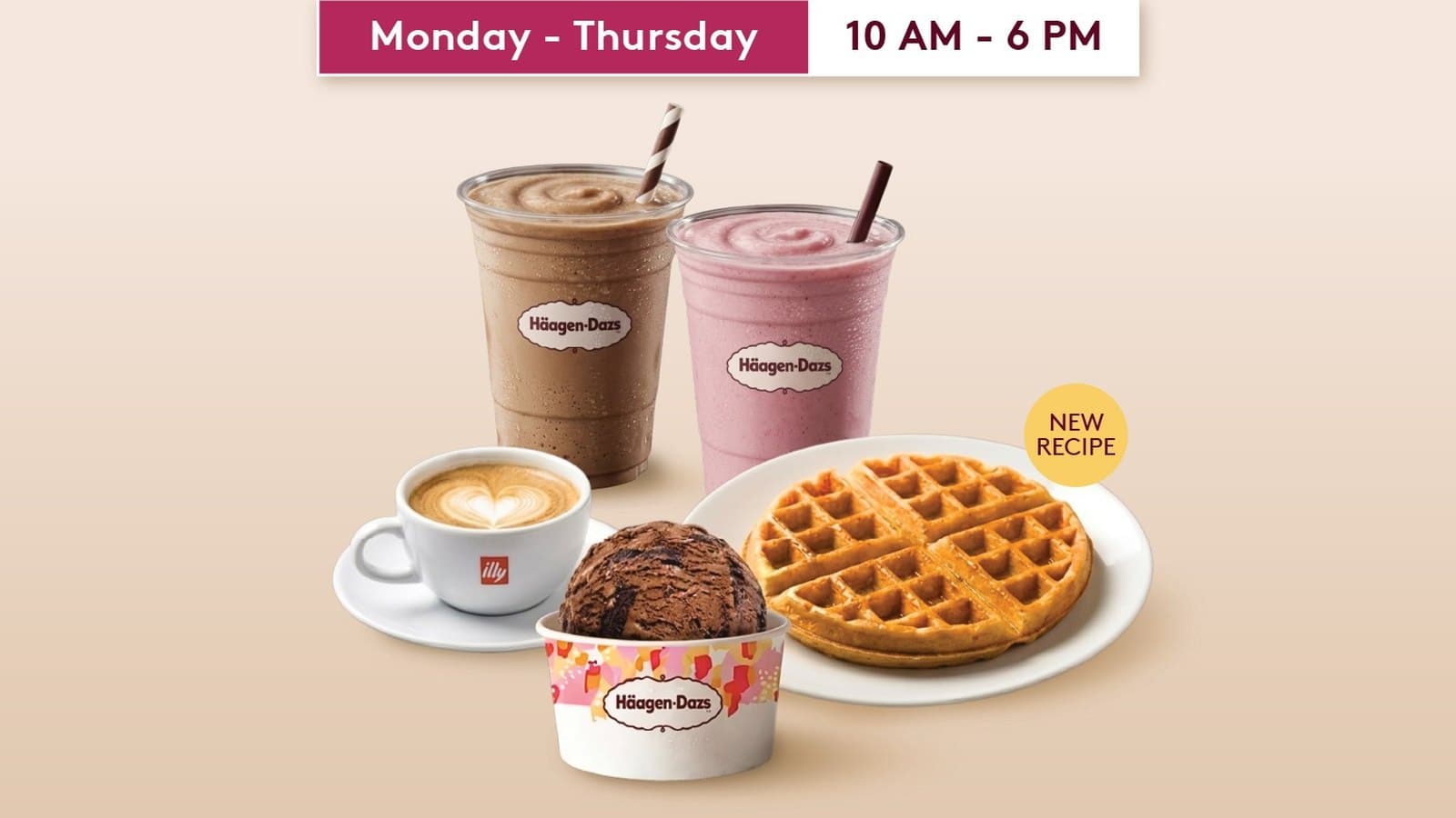 Häagen-Dazs平日优惠:任选2样RM17.90,两杯奶昔RM39.90,周一至周四早10点至傍晚6点