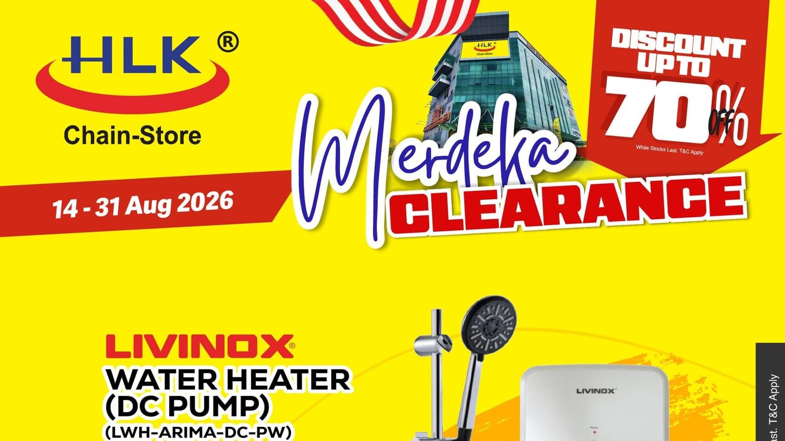 HLK Malaysia Merdeka Clearance Sale: Up to 70% Off TVs, Air-Cons & Appliances in Klang (Till 31 Aug)