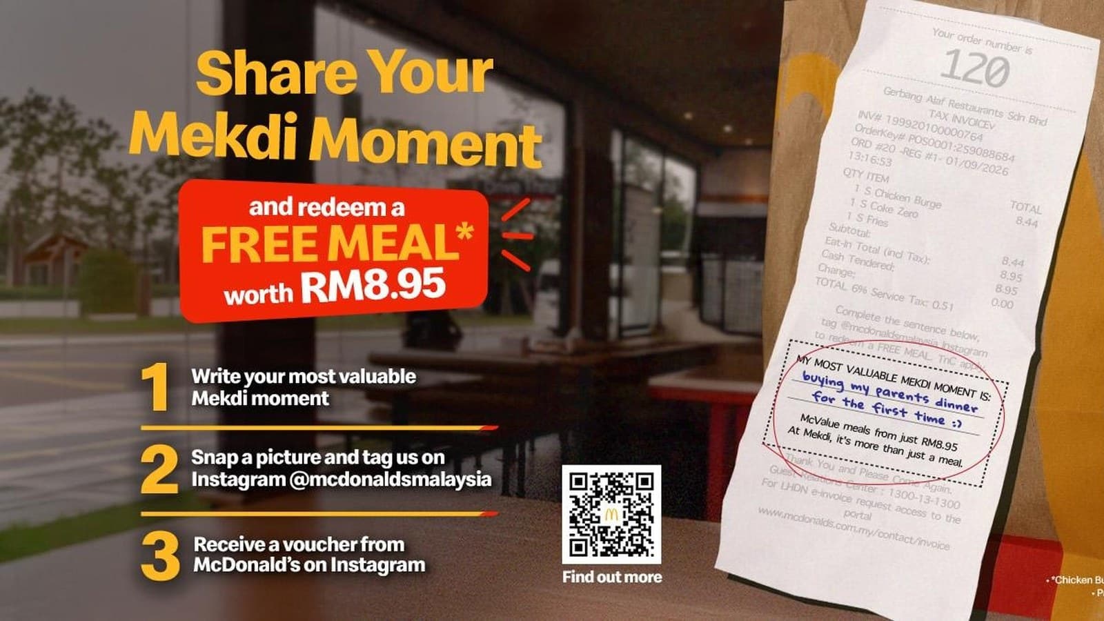 McDonald's Malaysia: Write One Sentence on Your Receipt, Get a RM8.95 Meal Voucher (4 to 14 September 2026)