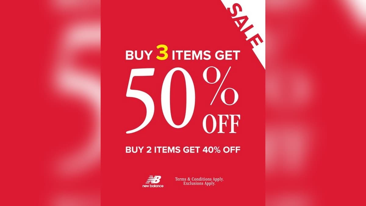 New Balance Outlet柔佛名牌折扣购物城特卖:精选商品买3件享5折(优惠至9月7日)