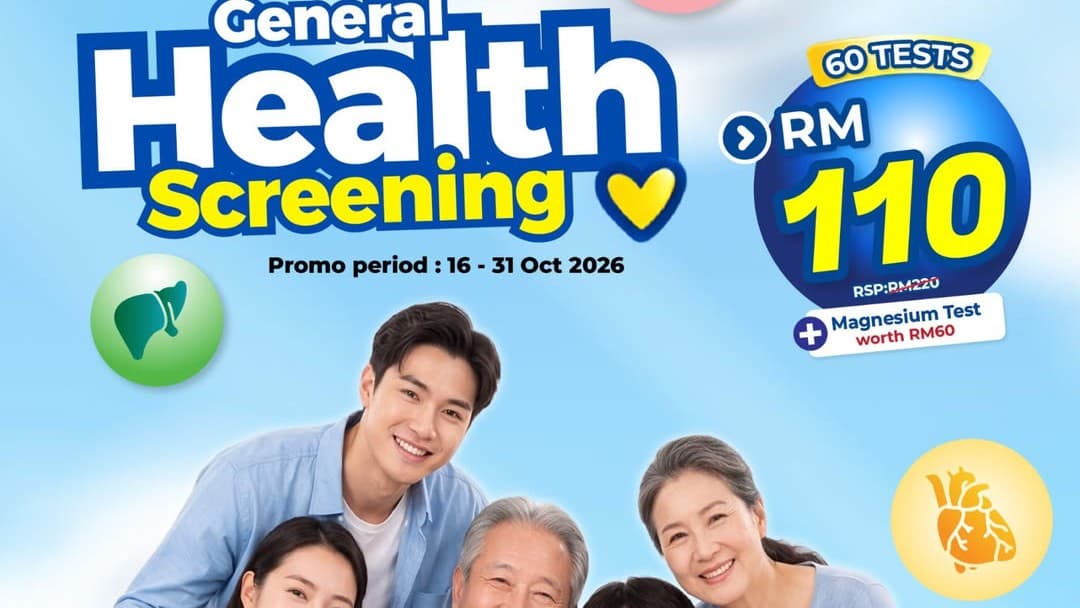 Pathlab Health Screening Promo: 60 Tests for RM110 at 70+ Branches Until 31 October