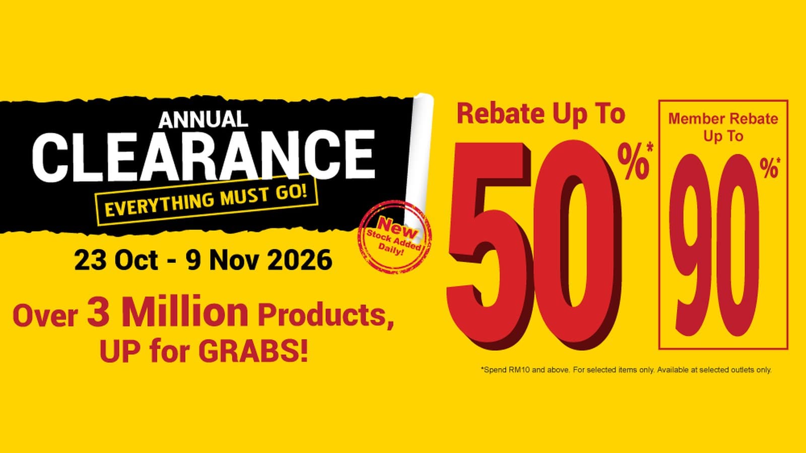 POPULAR Annual Clearance 2026, 23 Oct-9 Nov: Up to 50% Off, Members up to 90%, RM8 Tissue for the First 10,000
