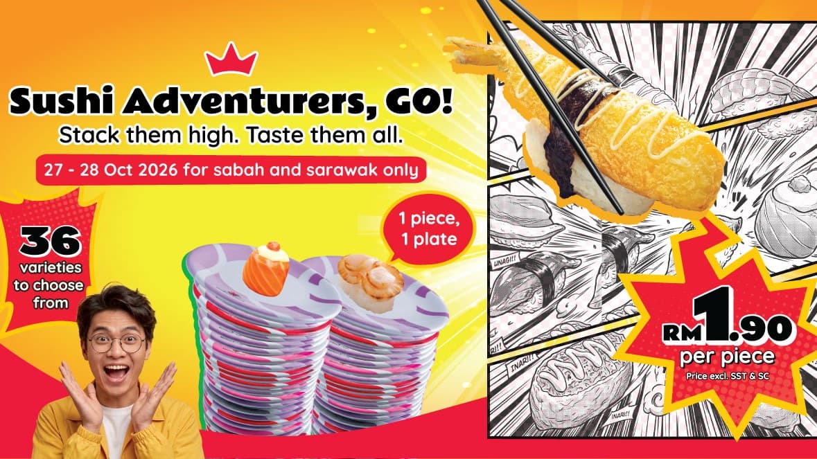 Sushi King Sabah and Sarawak: Every Sushi Plate RM1.90 for One Piece, 27-28 October Only