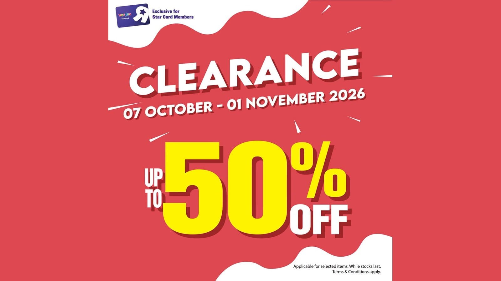 Toys"R"Us Clearance Sale to 1 Nov 2026: Star Card Prices on 400+ Toys, Many Cut Deeper Than 50%