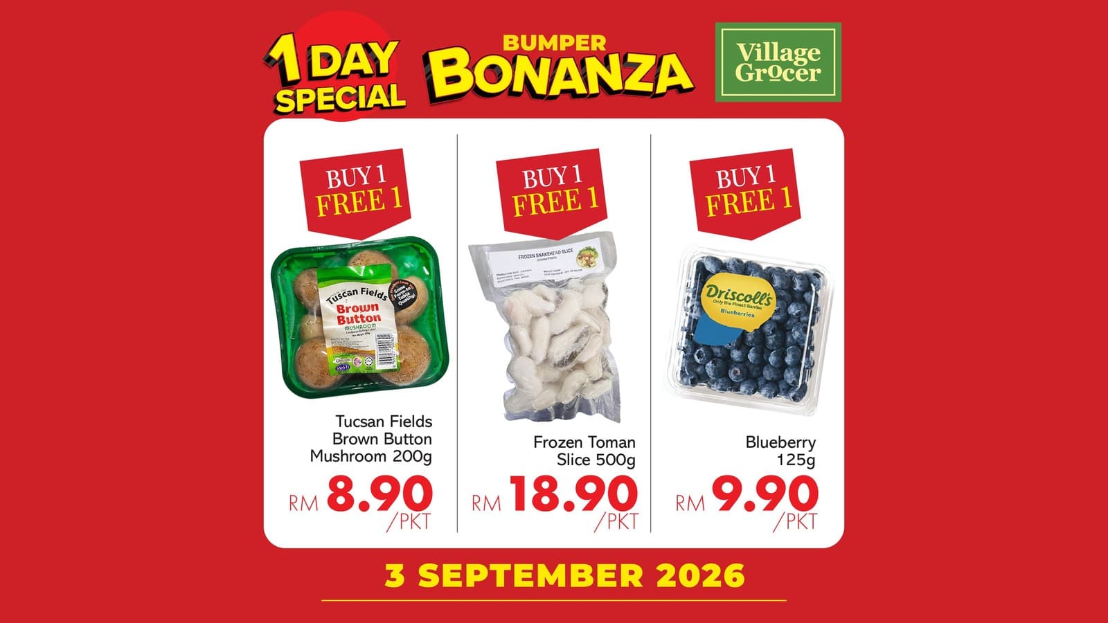 Village Grocer Opens at Horizon Mall, Iskandar Puteri on 3 September: Buy 1 Free 1, Then a Freebie Every Thursday to 24 September