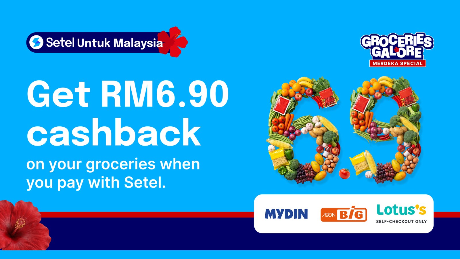 Setel — RM6.90 Grocery Cashback on RM100, to 30 September